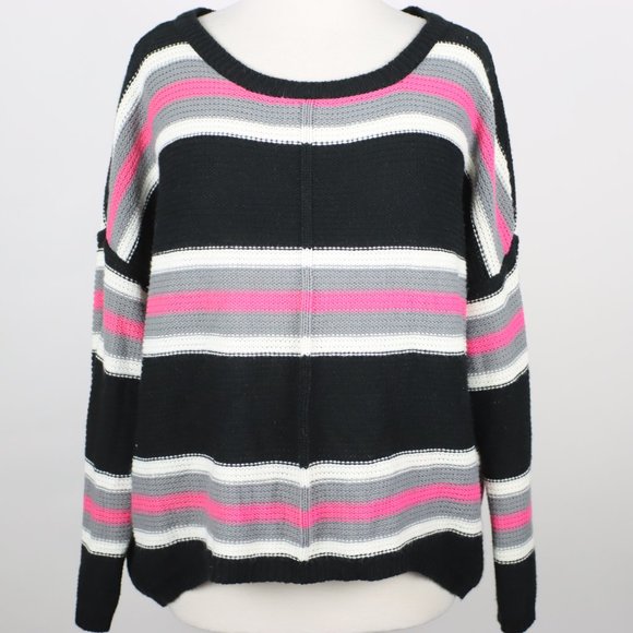 FREE FOR ALL Womens Striped Knit Sweater LARGE - Picture 1 of 3